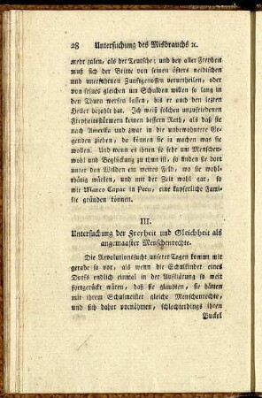 III. Untersuchung der Freyheit und Gleichheit als angemaaster Menschenrechte