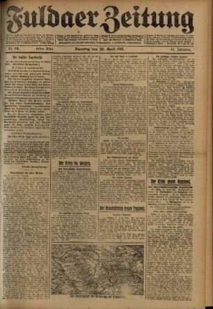 Erste Ausgabe vom Dienstag, den 20. April 1915.