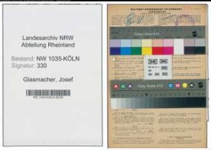 Entnazifizierung Josef Glasmacher , geb. 22.03.1908 (Kaufmaennischer Angestellter)