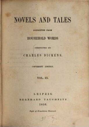 Novels and tales : reprinted from Household Words. 9, My lady Ludlow [u.a.]