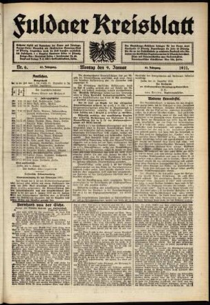 Ausgabe vom Montag, den 09. Januar 1911.