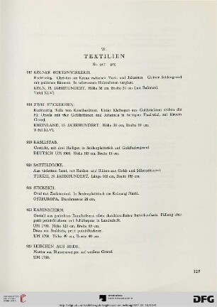 W. Textilien (Nr. 917-929)