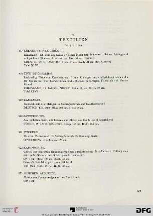 W. Textilien (Nr. 917-929)