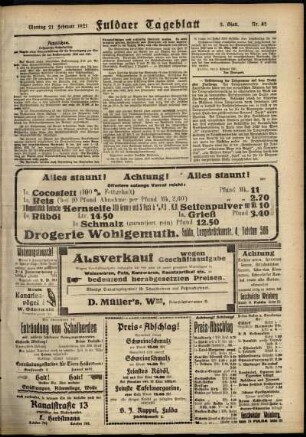 Zweite Ausgabe vom Montag, den 21. Februar 1921.
