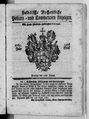 24tes Stück, Ausgabe vom 12. Junius 1767
