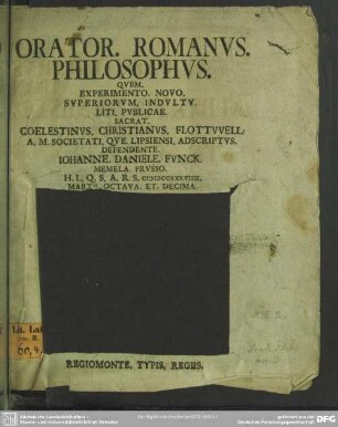 Orator. Romanus. Philosophus