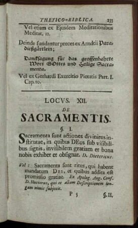 Locus XII. De Sacramentis. - Locus XIV. De Sacra Coena.