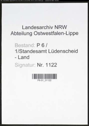 Heiratsregister Standesamt Lüdenscheid-Land