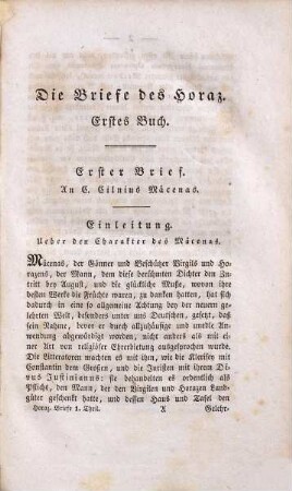 Horazens Briefe, 1