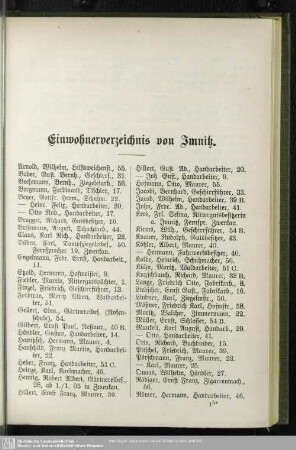 Einwohnerverzeichnis : Einwohnerverzeichnis von Imnitz