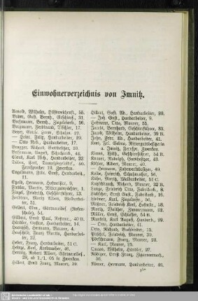 Einwohnerverzeichnis : Einwohnerverzeichnis von Imnitz