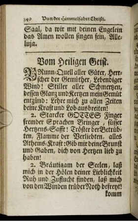Vom Heiligen Geist. - Lob und Danck-Lieder.