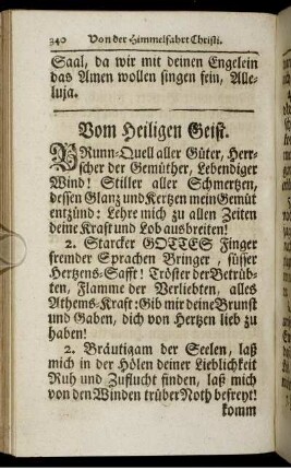 Vom Heiligen Geist. - Lob und Danck-Lieder.