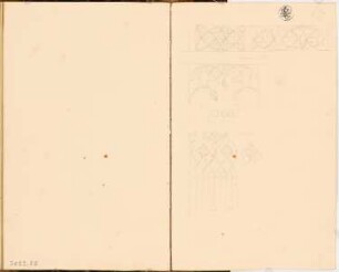 Reiseskizzenbuch 1828: Pfarrkirche, Gelnhausen: Details aus der Pfarrkirche Gelnhausen