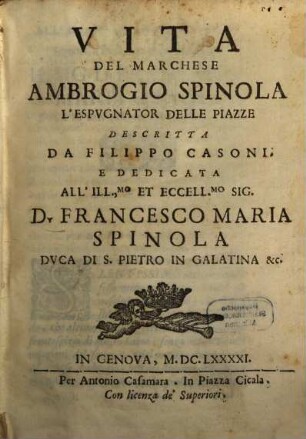 Vita del marchese Ambrogio Spinola