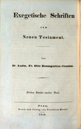Exegetische Schriften zum Neuen Testament. 3,2, Commentar über die Briefe Pauli an die Philipper und Thessalonicher