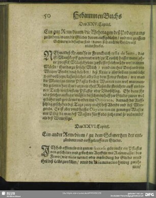 Das XXVI. Capitel. Ein ander Remedium, zu dem Schmertzen der entzündeten und auffgelauffenen Glieder