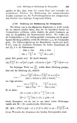 § 140. Gleichung zur Bestimmung der Grenzpunkte.