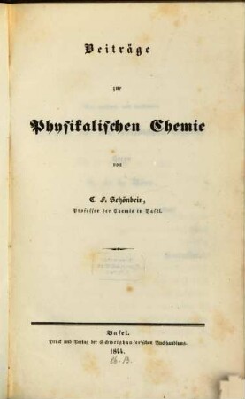 Beiträge zur physikalischen Chemie