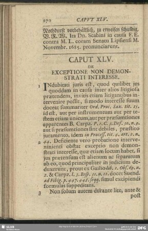Caput XLV. De Exceptione Non Demonstrati Interesse