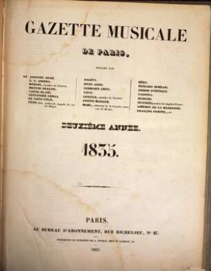 Gazette musicale de Paris. 2, 2. 1835