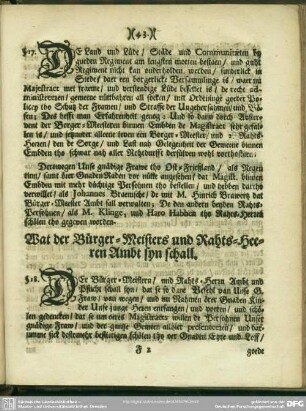 Wat der Bürger-Meisters und Rahts-Heeren Ambt syn schall