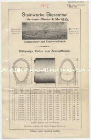 Eiförmige Rohre aus Zementbeton.