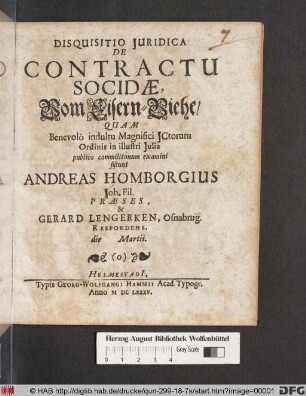 Disquisitio Iuridica De Contractu Socidae