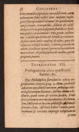 Exercitatio III. Prolegomena circa quaestionis statum, &c.