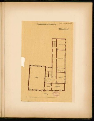 Knabenschule, Eilenburg Monatskonkurrenz Juni 1881: Grundriss 2. Obergeschoss; Maßstabsleiste
