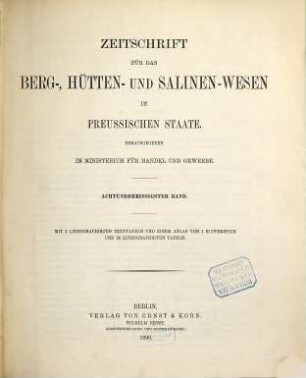 Zeitschrift für das Berg-, Hütten- und Salinenwesen im Deutschen Reich. 38. 1890