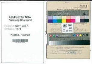 Entnazifizierung Heinrich Kosfeld , geb. 23.12.1891 (Finanzbeamter)