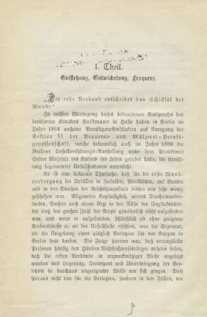 I. Theil. Entstehung, Entwickelung, Frequenz