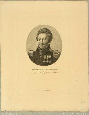 Bildnis des badischen Politikers und russischen Generals Friedrich Karl Freiherr von Tettenborn, Brustbild in Uniform nach links