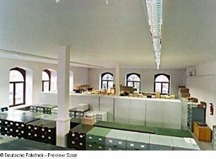 Sächsische Landesbibliothek - Staats- und Universitätsbibliothek Dresden. Außenstelle Deutsche Fotothek. Erdgeschoss. Negativmagazin : Dresden-Neustadt, Bautzner Straße 19. Sächsische Landesbibliothek - Staats- und Universitätsbibliothek Dresden. Außenstelle Deutsche Fotothek. Erdgeschoss. Negativmagazin