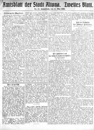Nummer 20. Zweites Blatt. : Sonnabend, den 16. Mai 1925