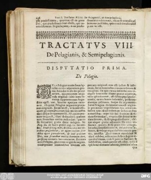 Disputatio Prima. De Pelagio.