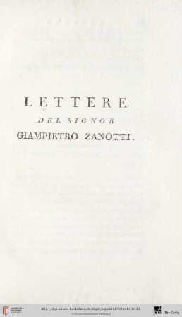Lettere del Signor Giampietro Zanotti