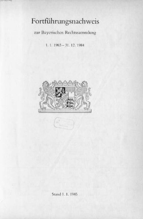 Bayerische Rechtssammlung. 1983/84