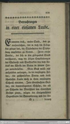 Betrachtungen in einer einsamen Laube