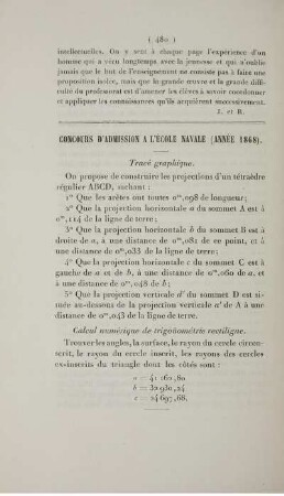 Concours d'admission a l'école navale (Année 1868).