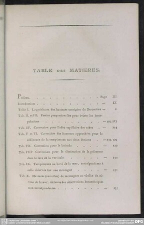 Table de Matieres