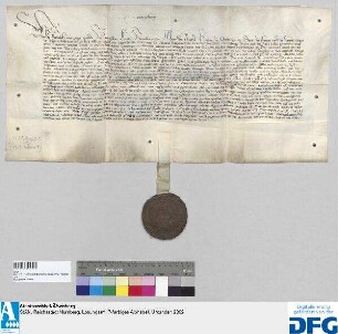 Das Landgericht des Burggrafentums Nürnberg stellt ein Vidimus aus von der Urkunde des Kaisers Friedrich III. d.d. 1. Februar 1453.