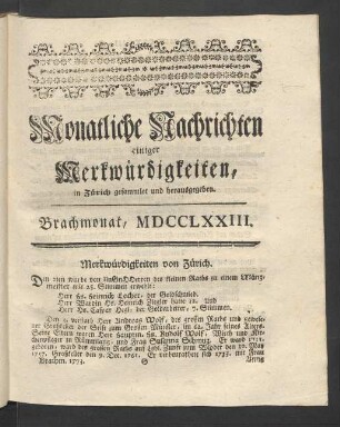 Brachmonat, MDCCLXXIII