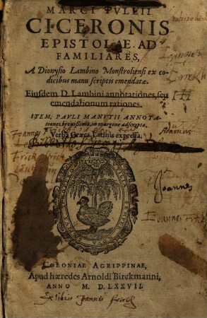 Marci Tullii Ciceronis epistolae ad familiares : verba graeca, latinis expressa