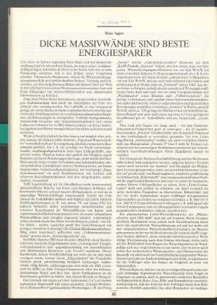 Dicke Massivwände sind beste Energiesparer