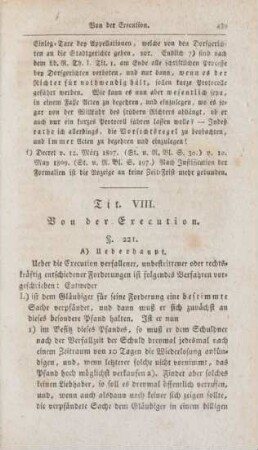 Tit. VIII. Von der Execution