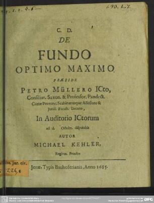 De fundo optimo maximo