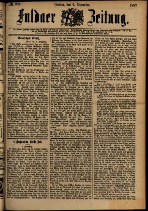 Ausgabe vom Freitag, den 09. Dezember 1887.