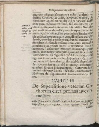 Caput III. De Superstitione veterum Gothorum circa profana sive domestica.